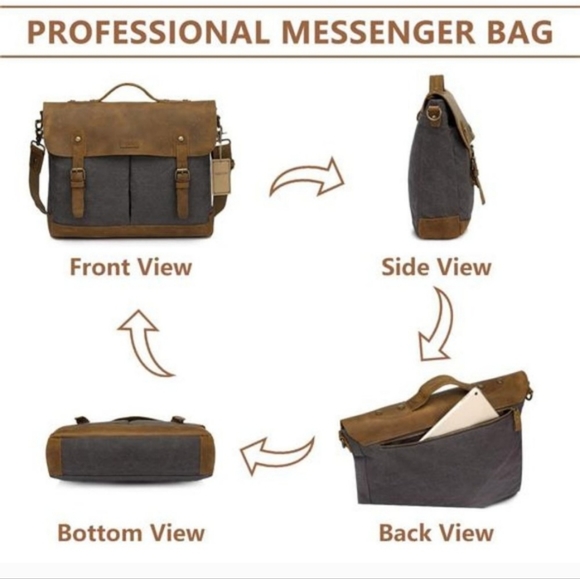 Vintage I'm distressed messenger bag - Picture 3 of 8